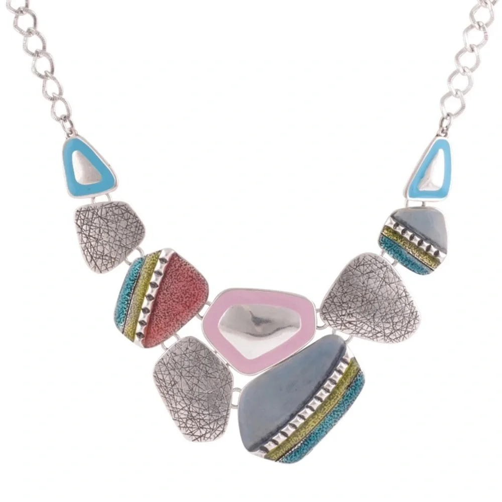 Boho Stone Metal Chain Statement Necklace - Picture 2 of 4